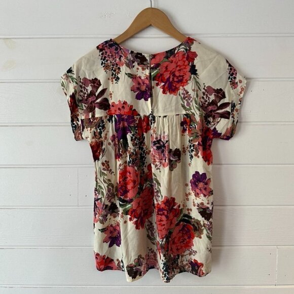 Andree By Unit Feminine Flowy Short Sleeve Colorful Floral Blouse Sz M - Picture 10 of 12
